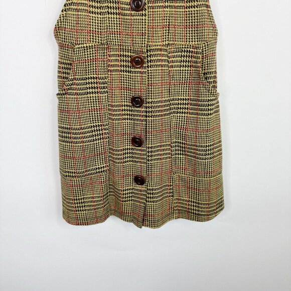 Urban Outfitters Dress Small Joey Yellow Houndstooth Plaid Mini Pinafore Overall - Picture 4 of 11